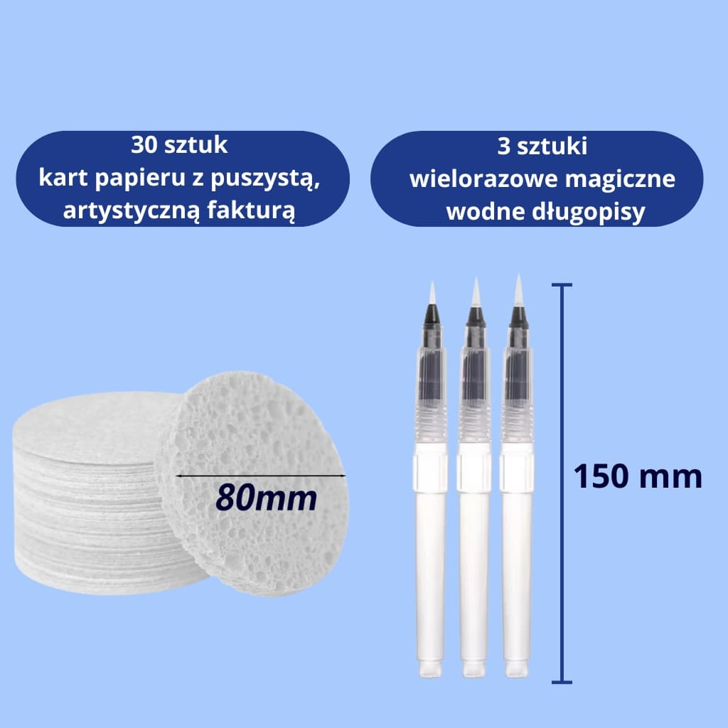 Wodne Cudeńka – Zabawa, która Zachwyca. Zestaw 30 szt. oraz 3 Magiczne wodne markery Gratis